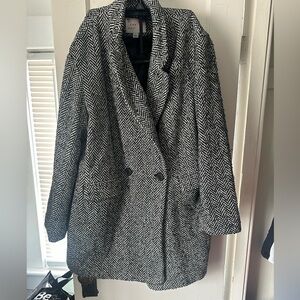 a new day Black and White Pea Coat